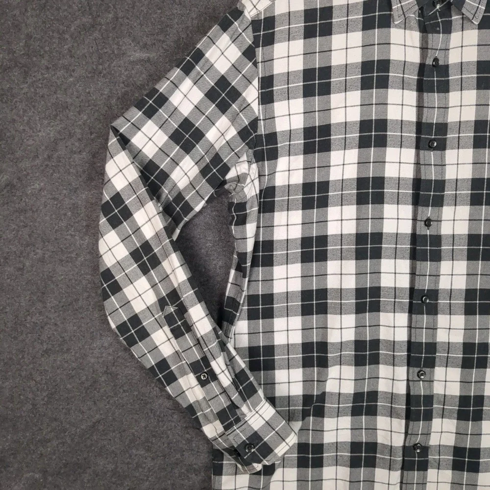 Banana Republic‎ Mens Plaid Button Front Shirt Black White Check Long Sleeve M